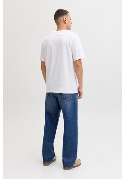Jack & Jones Jjcole Print Erkek Tişört Bisiklet Yaka Kısa Kollu Beyaz