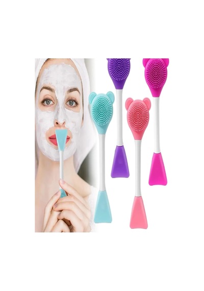 Lexroo 3 In 1 Ayıcık Silikon Maske Sürme Peeling Ve Temizleme Firçası Silikon Maske Spatulası