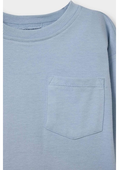 Defacto Erkek Bebek Regular Fit Bisiklet Yaka Uzun Kollu Tişört B7004a526spbe523 Mavi-be523