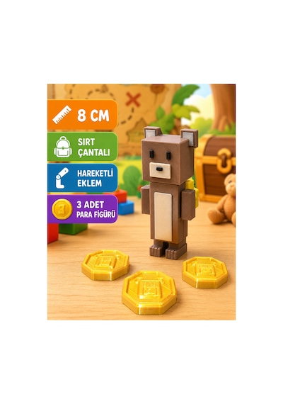 Super Bear Adventure Oynar Eklemli Tekli Figür Seti Bareen,tilki Ve Kutu Çantalı + 3 Fiziksel Gold Oyun Parası