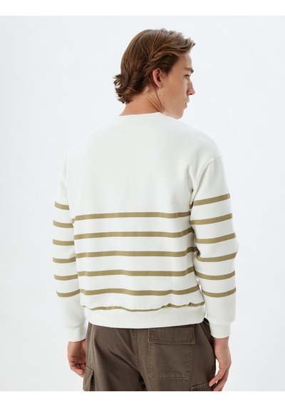Koton Oversize Sweatshirt Bisiklet Yaka Çizgili Pamuk Karışımlı Bej Çizgili 5wam70105mk Ekru Koton Oversize Sweatshirt Bisiklet Yaka Çizgili Pamuk Karışımlı Bej Çizgili 5wam70105mk Ekru