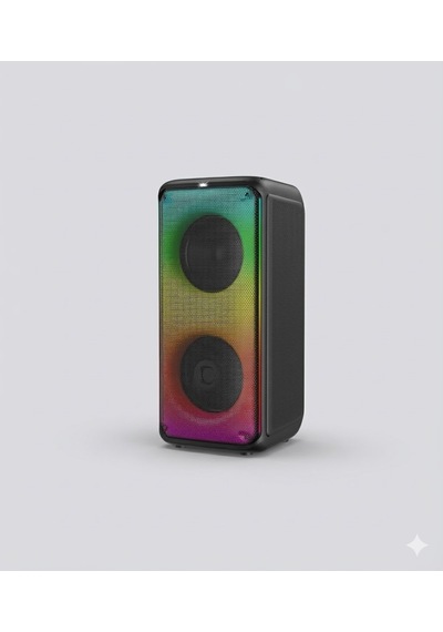 1908 Çift 8'' Bluetooth Karaoke Hoparlör -çift Kablosuz Mikrofonlu Kumandali Full Rgb İşikli Speaker Usb/aux/tf