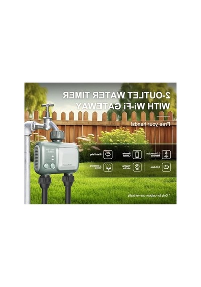 2 Çıkışlı Akıllı Bahçe Sulama Bilgisayarı, Wifi Hub'lı Otomatik Su Zamanlayıcısı, Çim Ve Bahçe İçin Ipx5 Su Geçirmez Sistem