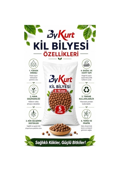 Kil Bilyesi 8-16 Mm Yıkanmış Kil Bilyesi 5 Litre 5 L