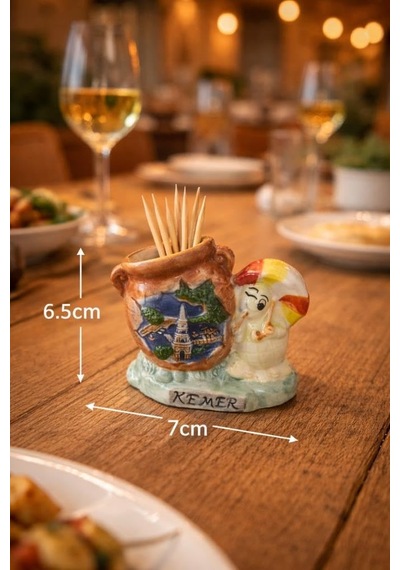 Seramik Kürdanlık Dekoratif El Boyaması Şık Mutfak &amp Restoran Kürdan Kabı, Masa Üstü Sunum Aksesuarı