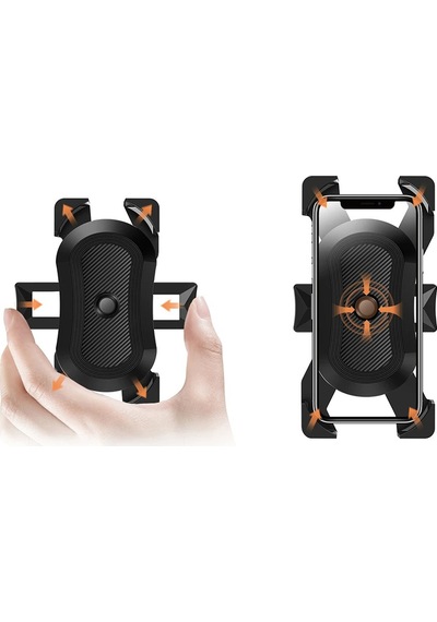 Bisiklet Motosiklet Telefon Tutucu Gidon Bağlantılı 360 Döner 4 Kollu Güvenli Telefon Standı