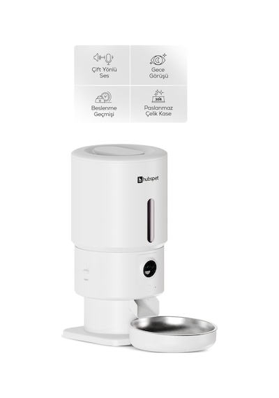 Akıllı Mama Kabı Kameralı 1080p, 5l, Mobil Kontrol, Çelik Kase, Çift Yönlü Ses H503