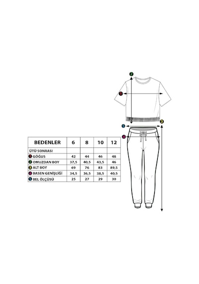 Toontoy Kız Çocuk Crop Model Cep Detaylı Baskılı Eşofman Takımı Siyah