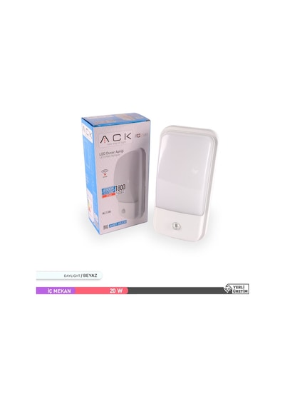 ACK 20W Sensörlü İç ve Dış Mekan LED Duvar Apliği 6500K Beyaz ACK 20W Sensörlü İç ve Dış Mekan LED Duvar Apliği 6500K Beyaz