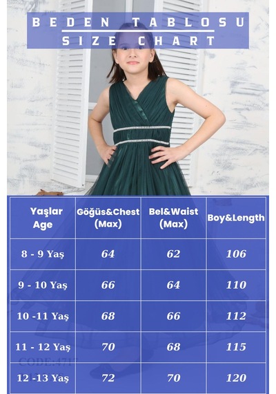 Asortix Kız Çocuk Abiye Elbise Düğün Elbisesi Açık Mavi