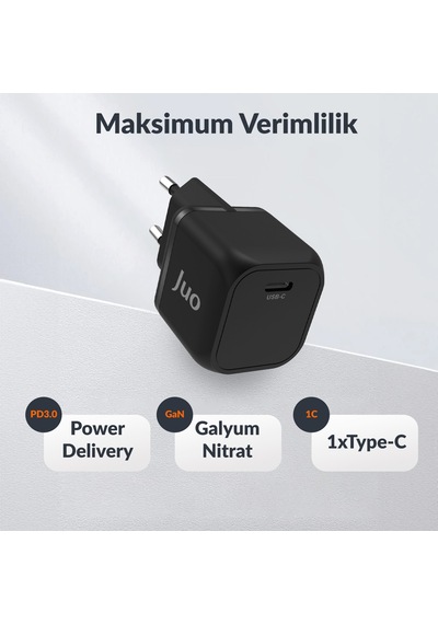 Juo G201C 20 W GaN USB C Apple Uyumlu iPhone & iPad Android PD QC4.0 Type Hızlı Şarj Cihazı