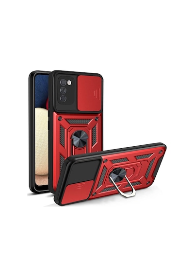 Samsung Uyumlu Galaxy A03S Kılıf Tank Aramid Sürgülü Vega Yüzüklünano