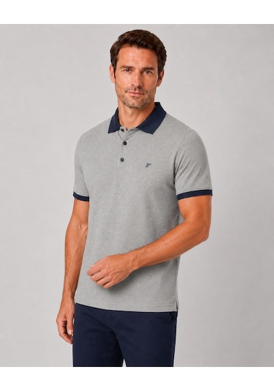 Efor Comfort Fit Rahat Kalıp %100 Pamuk Kıvrılmaz Yaka Bej Lacivert Polo Yaka Tişört Ts 931 Bej-lacivert