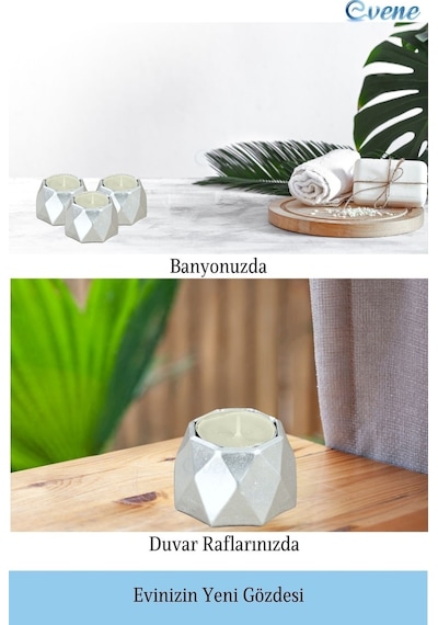 Mumluk Şamdan 3 Adet Tealight Uyumlu Poly 1 Küçük Model - Gümüş