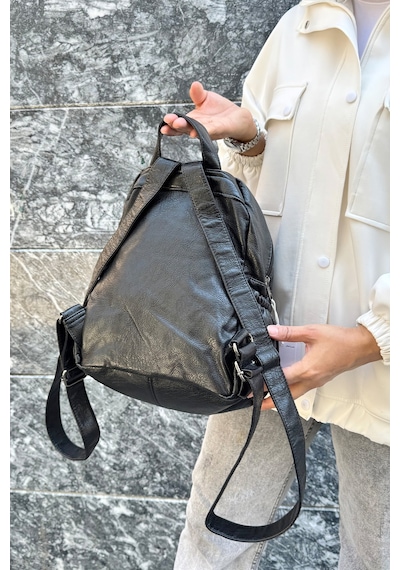 Just Polo Kadın Siyah Orijinal İthal Çok Gözlü Su Geçirmez Ultra Hafif Sırt Çantası Shopper