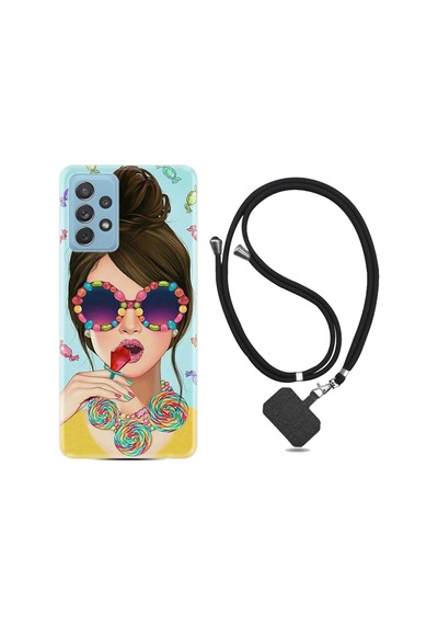 Samsung Galaxy Uyumlu A72 Kılıf Ipli Askılı Sugar And Woman 1418