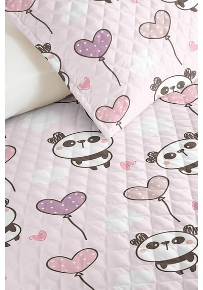 Evimde Bambaşka Panda Pembe Pastel Kız Çocuk Pike Takımı - Kalpli Lila Bebek Odası Mevsimlik Yatak Örtüsü-160x220 CM Evimde Bambaşka Panda Pembe Pastel Kız Çocuk Pike Takımı - Kalpli Lila Bebek Odası Mevsimlik Yatak Örtüsü-160x220 CM