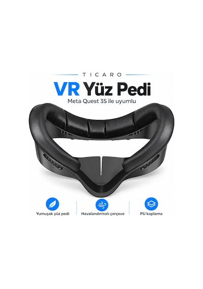 Tıcaro Meta Quest 3s İle Uyumlu Pu Yüz Pedi Ve Arayüz Çerçevesi, Siyah