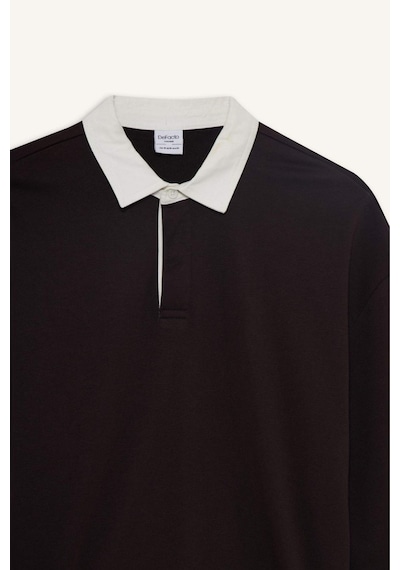 Defacto Boxy Fıt Polo Yaka Sweatshirt E6523AX24WN Kahve