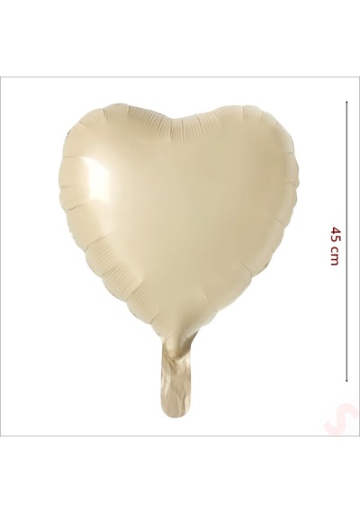 Kalp Folyo Balon, 45cm - Bej