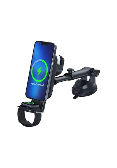 Ally Wireless Şarjlı 3in1 Torpido Üstü Ve Havalandırma Telefon Kulaklık Saat Tutucu- 5775 Siyah
