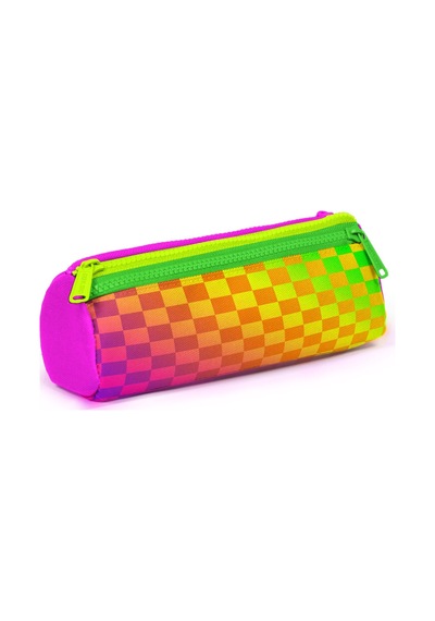 Coral High Kids Neon Renkli Dama Desenli Üç Bölmeli Kalem Çantası 31003 Çok Renkli