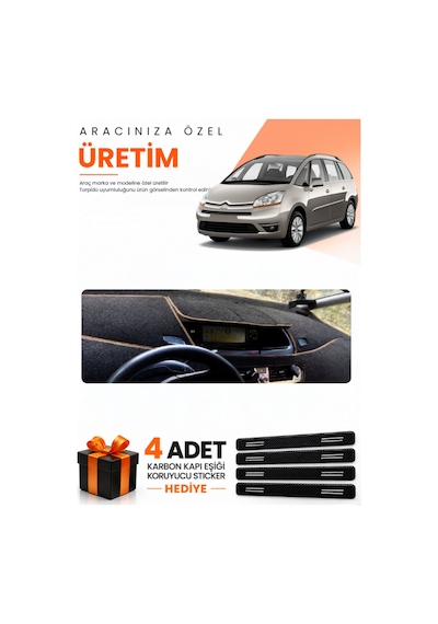 Cıtroen C4 Grand Picasso 2007-2013 Uyumlu Torpido Koruma Örtüsü Oto Kılıfı - Siyah Bej