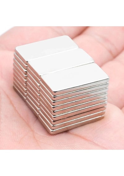 100 Adet 20x10x2 Mm Neodyum Mıknatıs Köşeli Magnet N35 Nikel Kaplama Güçlü Kaliteli Dayanıklı Lisinya