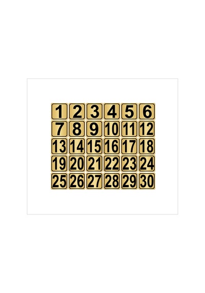 Metal Kapı,masa,dolap Numarası 7cmx7cm 30 Adet (1…30) Altın Renk Metal