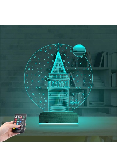 Luvivia Galata Kulesi 3d Lamba - Masa Gece Lambası Şeffaf