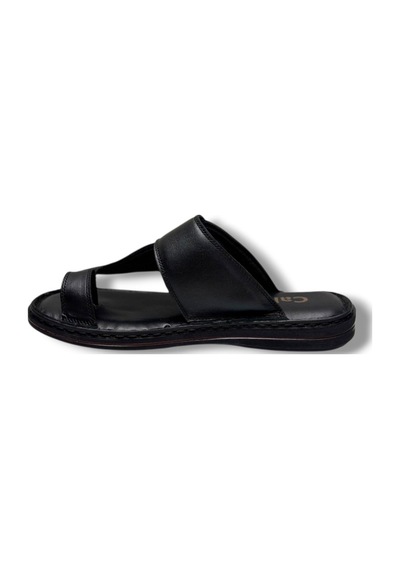 Cakgo 120-26 Hakiki Deri Ultra Soft Parmak Arası Anatomik Erkek Terlik 40-47 Siyah