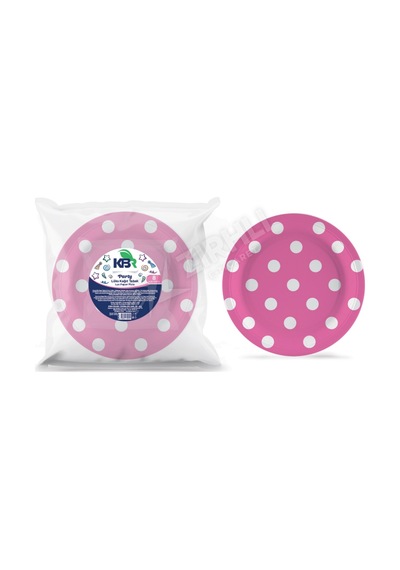 5 Adet Kbr Party Kağıt Tabak 22 Cm Pembe 8'li Çok Renkli