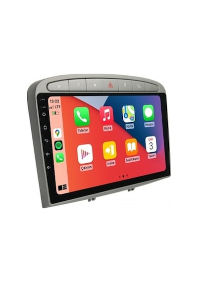 Peugeot 308 Gri 2007-2014 4gb Ram 64gb Hafıza 8 Çekirdek Carplay Kamera Android Multimedya 9"