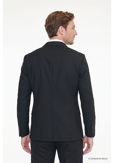 AC&Co / Altınyıldız Classics ERKEK SIYAH Ekstra Slim Fit Dar Kesim Kırlangıç Yaka Takım Elbise Siyah