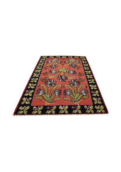 Zehra Abla Halı El Dokuma 6m2 Güllü Çiçekli Kirmen Karabağ Yün Kilim 5621