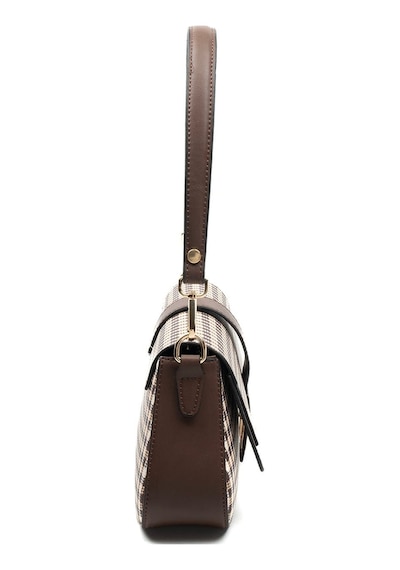 Silver Polo Sp1177 Kadın Omuz Çantası Ekose Line Kare Kahve Sarı-kahve