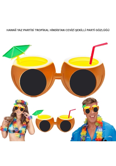 Hindistan Cevizi Tropikal Hawaii Yaza Merhaba Parti Gözlüğü 5673 "