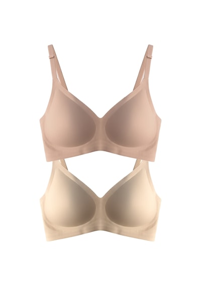 Cottonhill Seamless Bra - Soft Lazer Kesim Balensiz Ayarlanabilir Askılı Dikişsiz Kadın Sütyen 2'li Paket-3 Çok Renkli