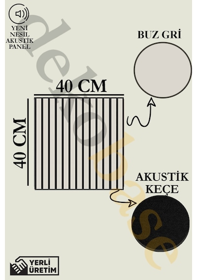 Açık Gri 10 Adet 40x40cm Yeni Nesil Akustik Ahşap Duvar Paneli