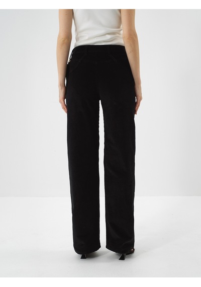 Xint Siyah Lüks Dokulu Soft Kadife Oversize Pantolon 201305