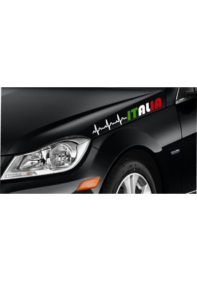 Kalp Ritimli Italy Yazı Sticker - Araba Oto Motosiklet Cam Sticker - 00078 60 Cm