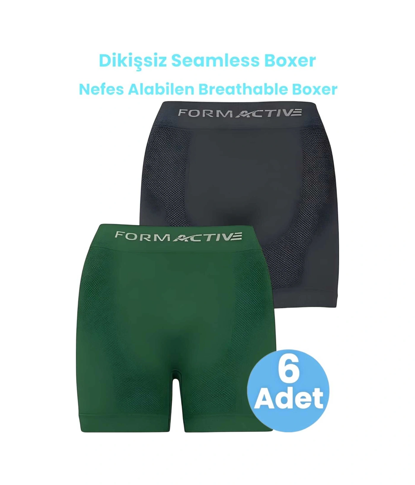 Tezzgelsin Erkek Dikişsiz/seamless Nefes Alabilen Boxer 6 Adet Füme - Yeşil