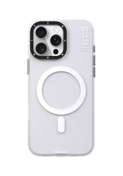 Apple Uyumlu iPhone 16 Pro Max Uyumlu Kılıf Magsafe Şarj Özellikli Youngkit Hidden Sand Serisi Kapak Beyaz