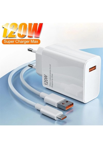 120w Turbo Saniye Göstergeli Hızlı Şarj Aleti Adaptör Kablo Set Markasiz