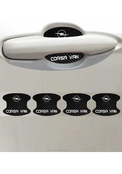 Karbon Kaplama Opel Corsa Van Kapı Çukuru Çizik Önleyici Şık Folyo Koruma Seti Corsa Van Yazılı 4 Adet