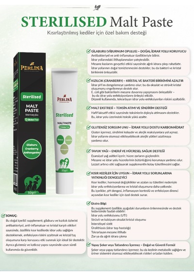 Perlina Kısır Kedi Sterılısed Malt Paste