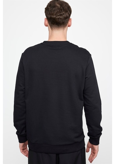 Tudors Unisex Relax Fit Rahat Kesim Pamuklu Yumuşak Dokulu İçi Polarlı Basic Siyah Bisiklet Yaka Sweatshirt-23342-siyah Siyah