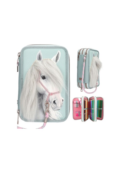 Miss Melody 3 Katlı İçi Dolu Kalem Çantası Horse Head Application 13692 Çok Renkli