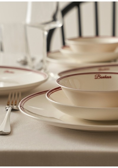 Bella Maison Bonheur Porselen 24 Parça 6 Kişilik Yemek Takımı Bordo Bordo