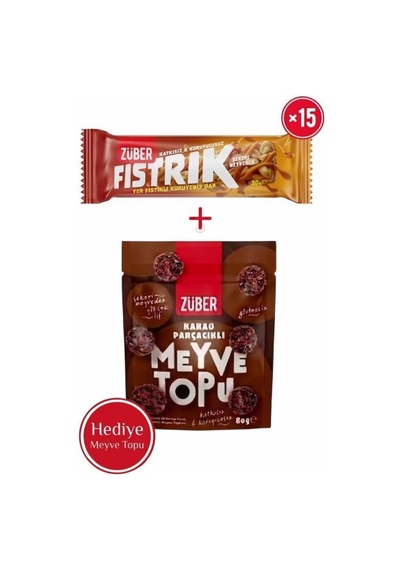 Fıstrık Yer Fıstıklı Kuruyemiş Bar 30g X 15 Adet + Sürpriz Bar Hediye